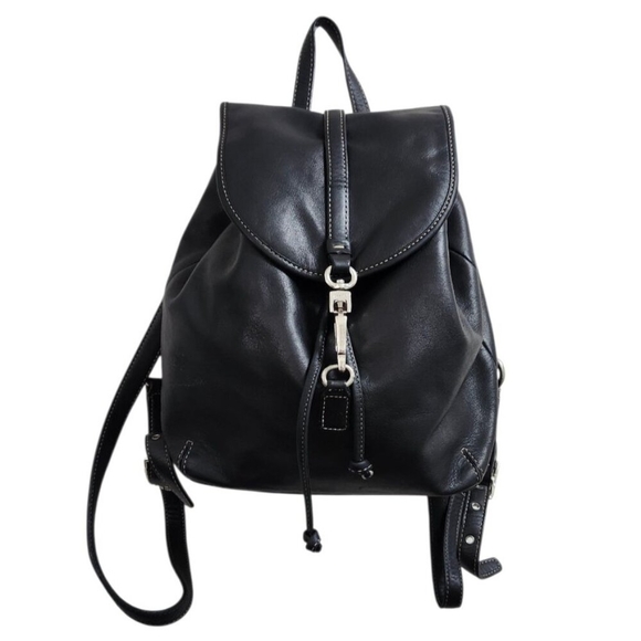 Vintage Coach Leather Drawstring Backpack Black Full Grain Leather - Picture 2 of 15